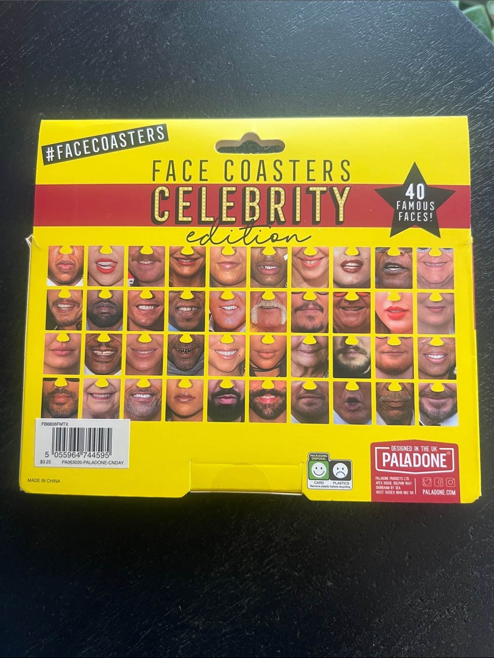Paladone Face Coasters Celebrity Edition - Yellow/Red Box - Picture 2 of 3